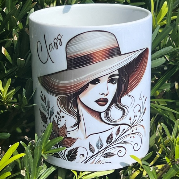 Custom Made Chic Lady with Floral Hat Ceramic Mug (11 oz) - Picture 2 of 5